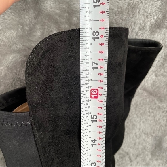 Wild Diva Black Faux Suede Over The Knee Boots Size 7 Flat Slouchy Zip Up OTK - Picture 13 of 13